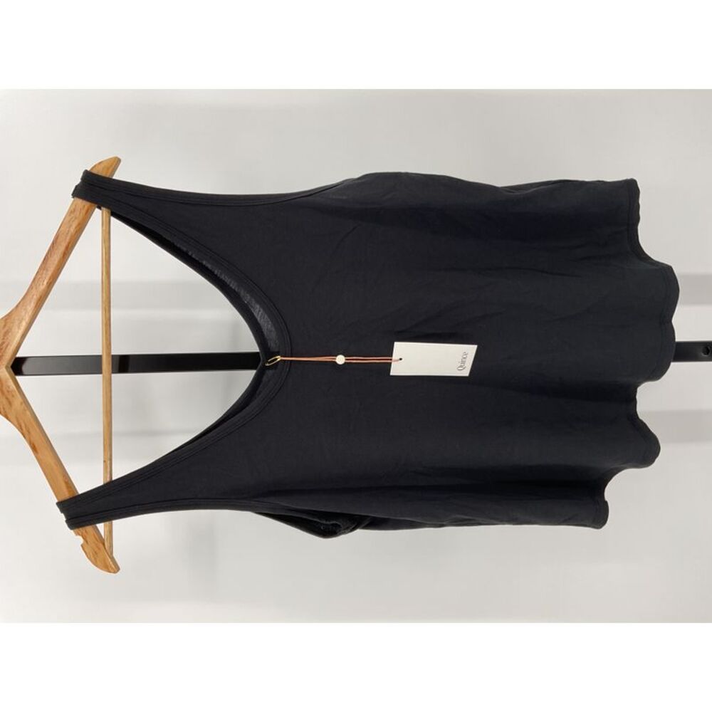 Quince Women's Cotton Modal Double Scoop Neck Tank Top Black L